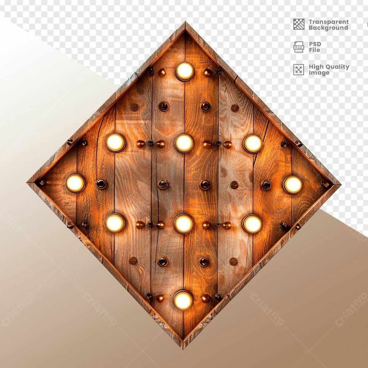 Placa de Luz em Madeira PSD Editável