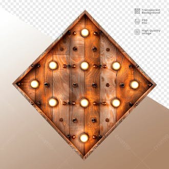 Losango de madeira com luz elemento 3d 05