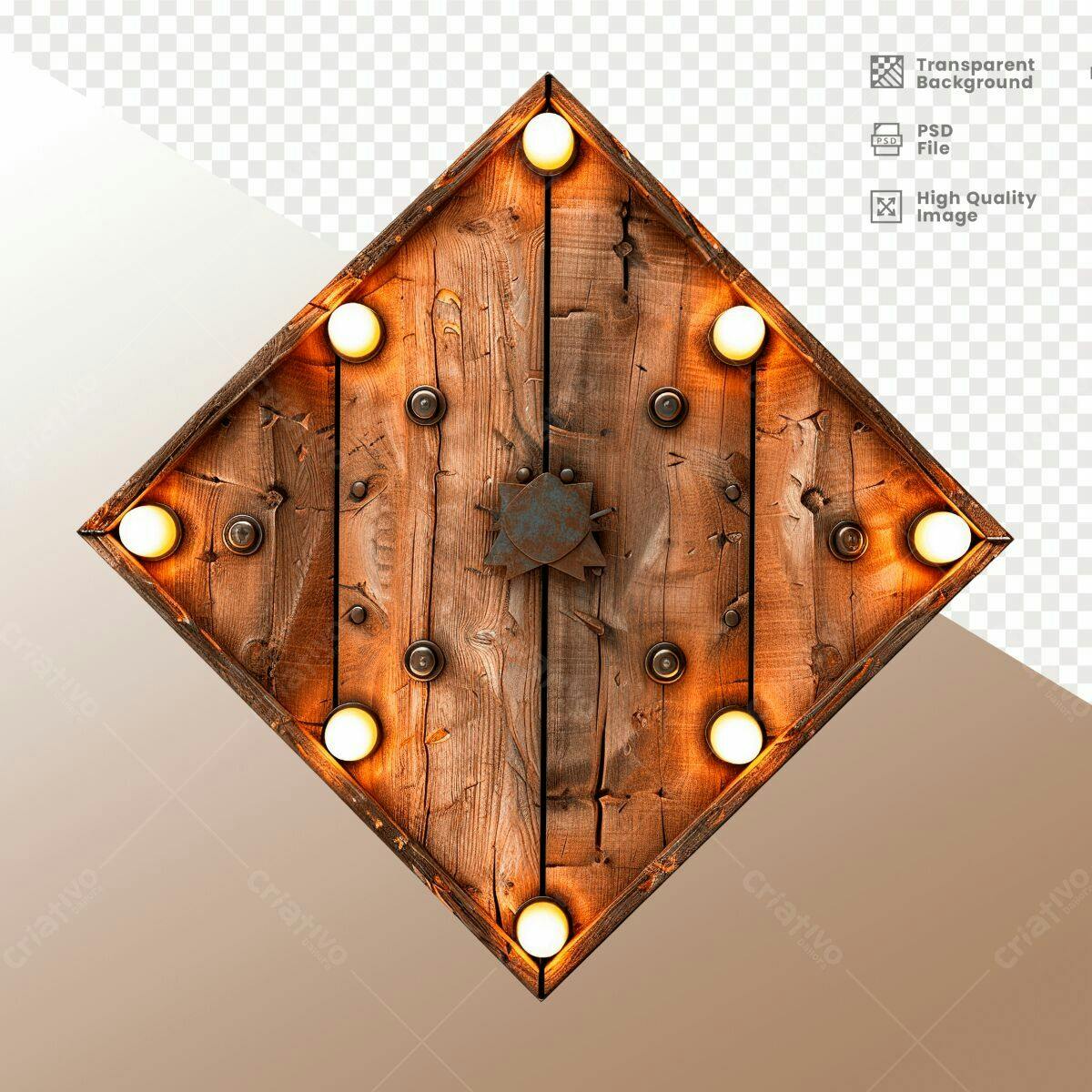 Moldura de Madeira com Luzes PSD Editável