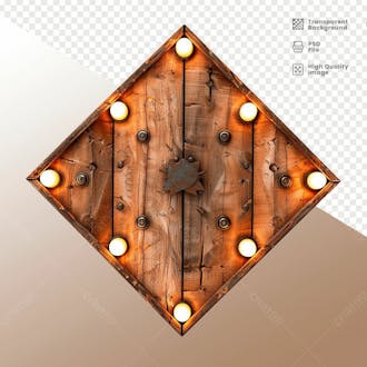 Losango de madeira com luz elemento 3d 06