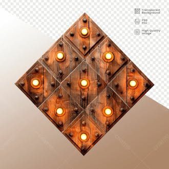 Losango de madeira com luz elemento 3d 08