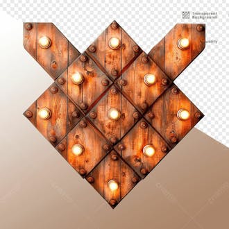 Losango de madeira com luz elemento 3d 09