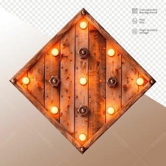 Losango de madeira com luz elemento 3d 10