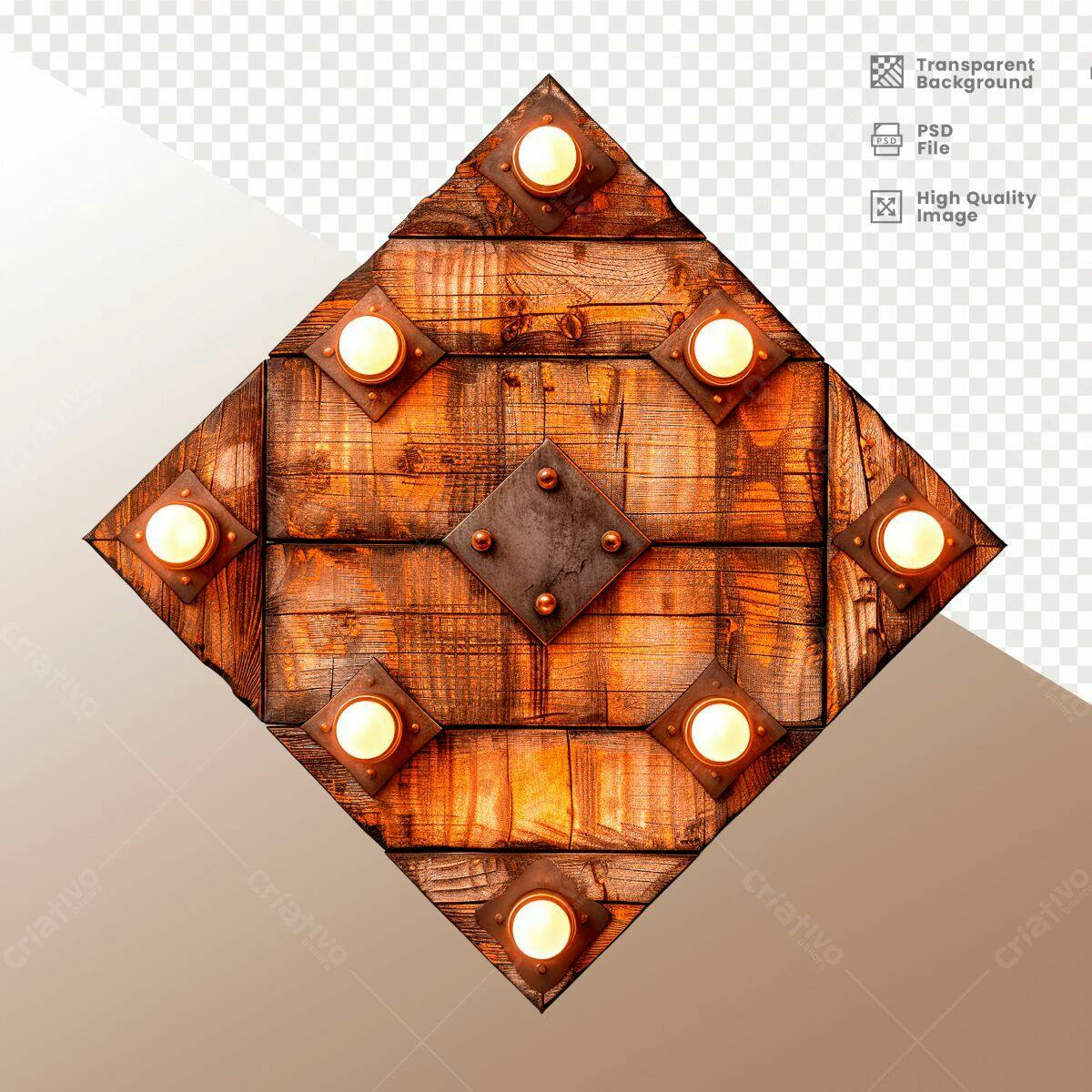 Lustre de Madeira Romântico PSD Editável
