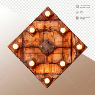 Losango de madeira com luz elemento 3d 11