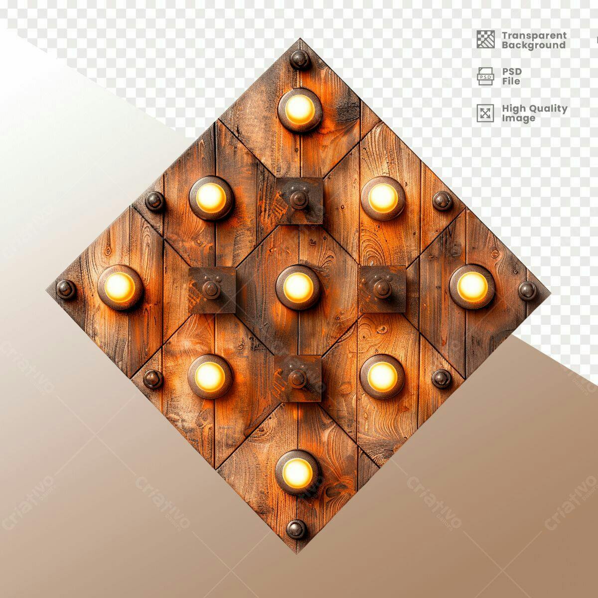 Background de Luz Industrial em Madeira PSD Editável