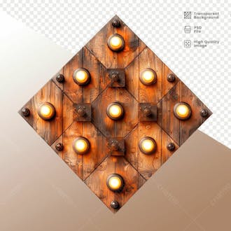 Losango de madeira com luz elemento 3d 12