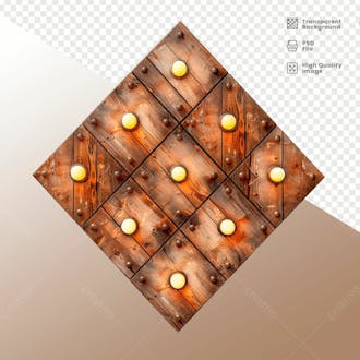 Losango de madeira com luz elemento 3d 13