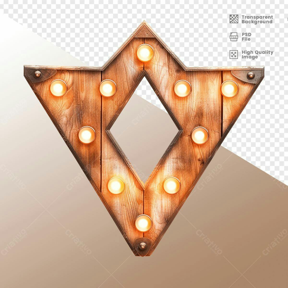Moldura de Madeira com Luzes PSD Editável