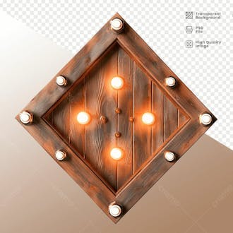 Losango de madeira com luz elemento 3d 15