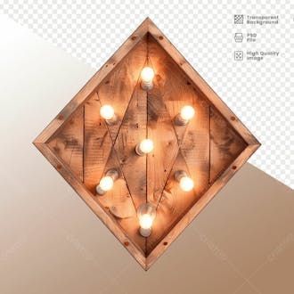 Losango de madeira com luz elemento 3d 16