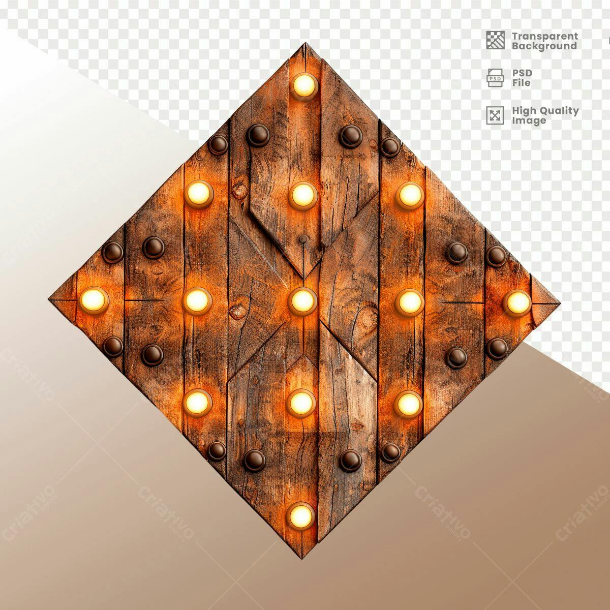 Moldura de Madeira com Luzes PSD Editável
