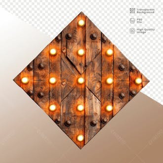 Losango de madeira com luz elemento 3d 17