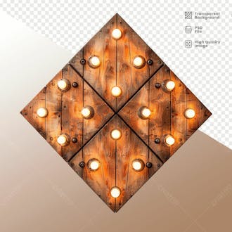Losango de madeira com luz elemento 3d 18