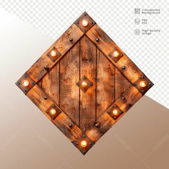 Losango de madeira com luz elemento 3d 19