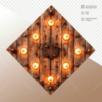 Losango de madeira com luz elemento 3d 20
