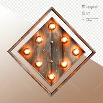 Losango de madeira com luz elemento 3d 21
