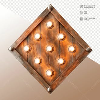 Losango de madeira com luz elemento 3d 22