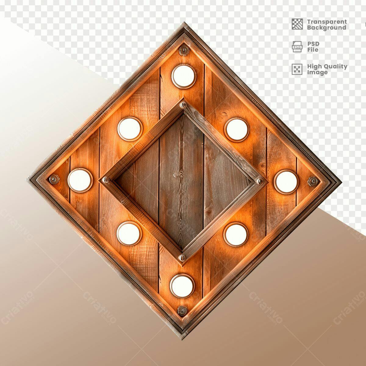 Moldura de Madeira com Luzes PSD Editável