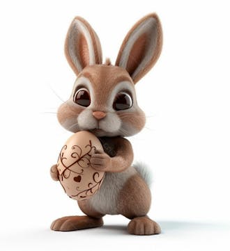Imagem de um coelhinho fofo segurando um ovo de páscoa 16
