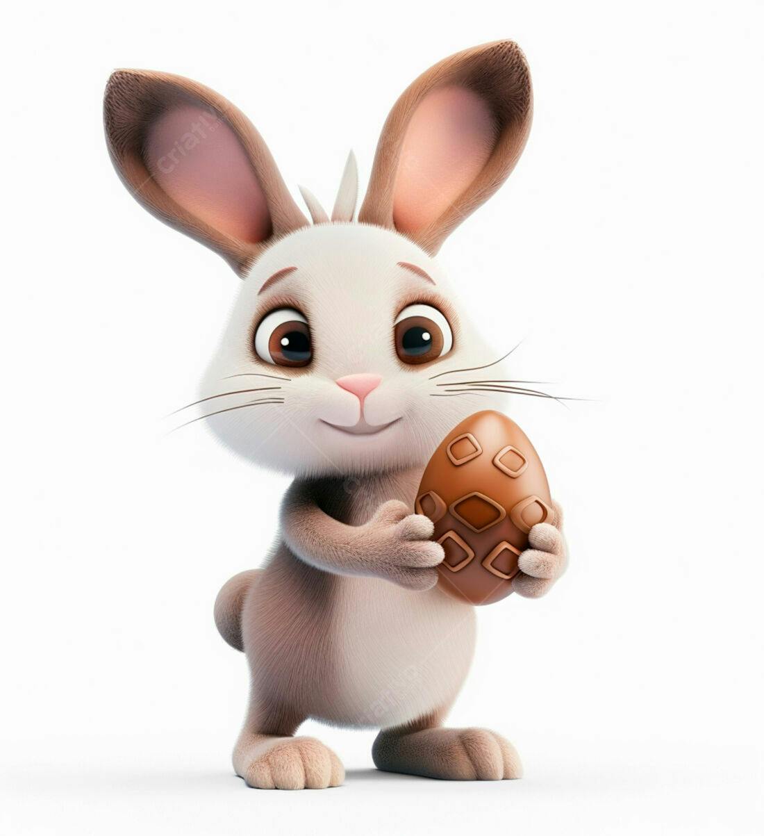 Coelhinho fofo com ovo de chocolate de Páscoa