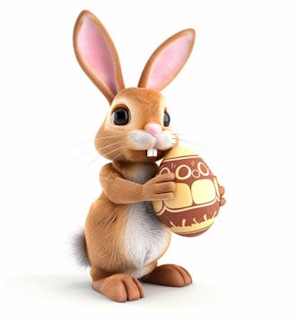 Imagem de um coelhinho fofo segurando um ovo de páscoa 21