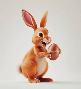 Imagem de um coelhinho fofo segurando um ovo de páscoa 24