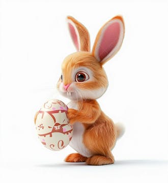 Imagem de um coelhinho fofo segurando um ovo de páscoa 27