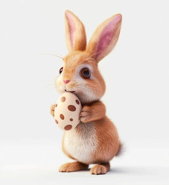 Imagem de um coelhinho fofo segurando um ovo de páscoa 35