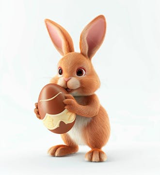 Imagem de um coelhinho fofo segurando um ovo de páscoa 44