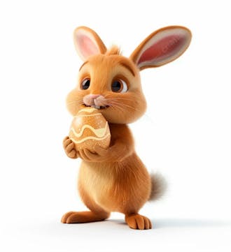 Imagem de um coelhinho fofo segurando um ovo de páscoa 45