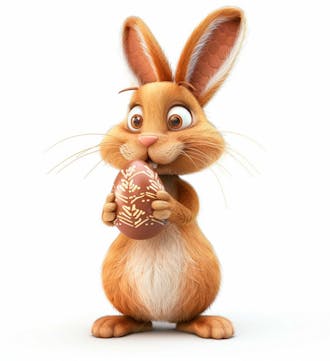 Imagem de um coelhinho fofo segurando um ovo de páscoa 49