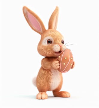 Imagem de um coelhinho fofo segurando um ovo de páscoa 62