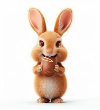 Imagem de um coelhinho fofo segurando um ovo de páscoa 63