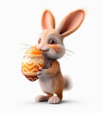 Imagem de um coelhinho fofo segurando um ovo de páscoa 64