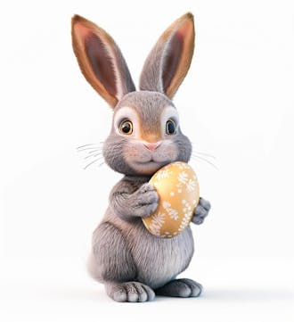Imagem de um coelhinho fofo segurando um ovo de páscoa 67