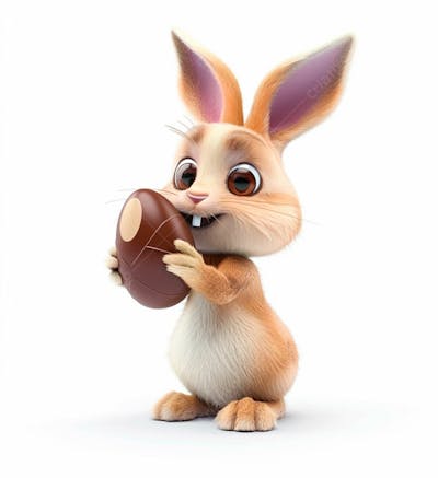 Imagem De Um Coelhinho Fofo Segurando Um Ovo De Páscoa 68