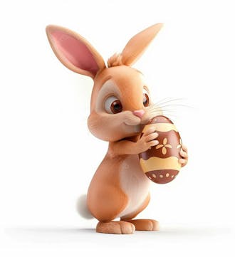 Imagem de um coelhinho fofo segurando um ovo de páscoa 69