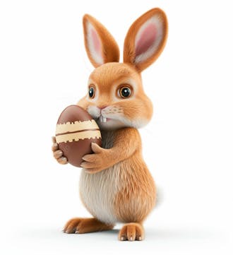 Imagem de um coelhinho fofo segurando um ovo de páscoa 70