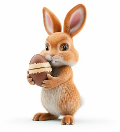 Imagem De Um Coelhinho Fofo Segurando Um Ovo De Páscoa 70