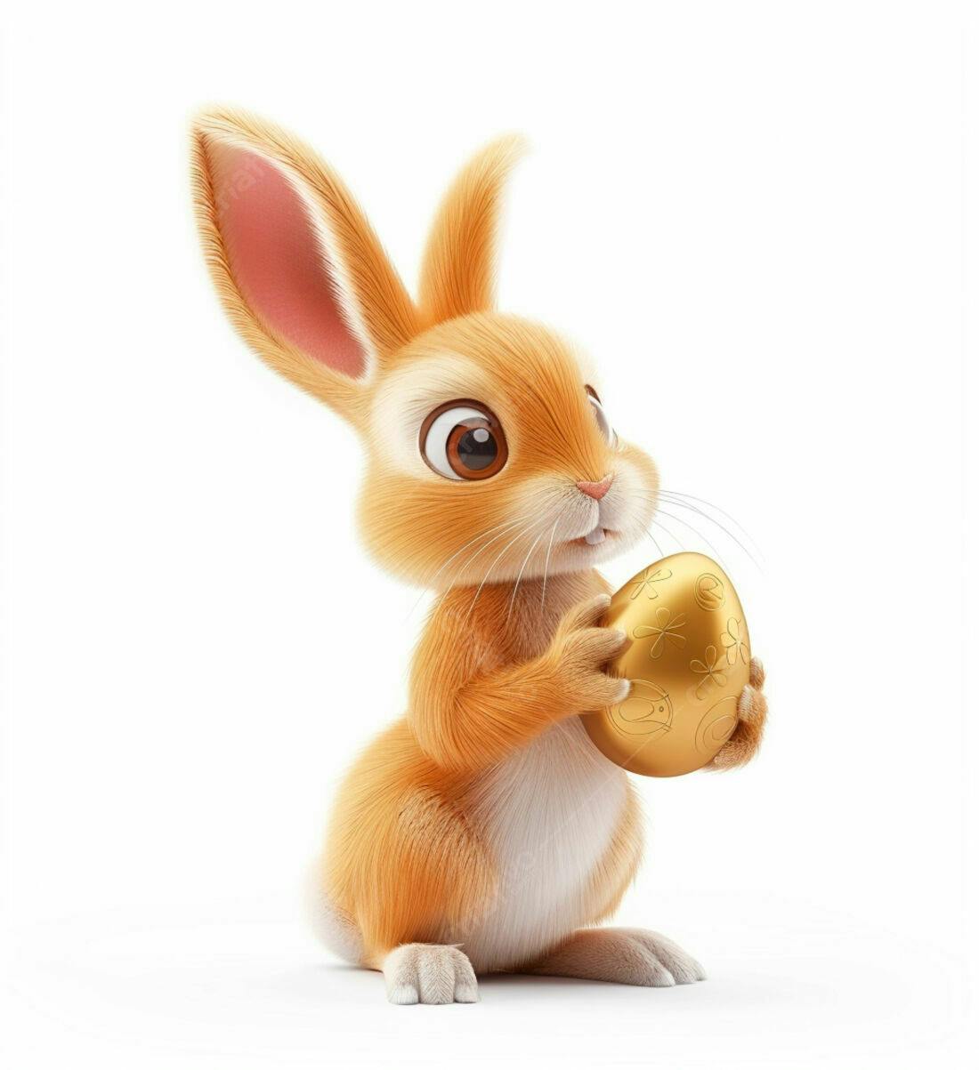 Coelhinho com ovo dourado de Páscoa