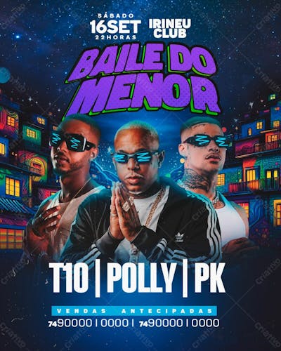 Flyer Evento Baile Do Menor Feed Psd Editável 