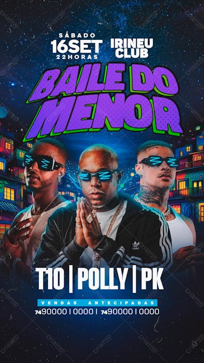 Flyer Evento Baile Do Menor Stories Psd Editável 