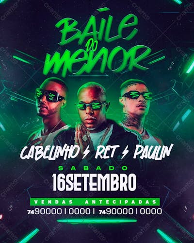 Flyer Baile Do Menor Feed Psd Editável 