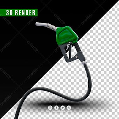 Elemento 3d bico de gasolina verde escuro para composicao psd