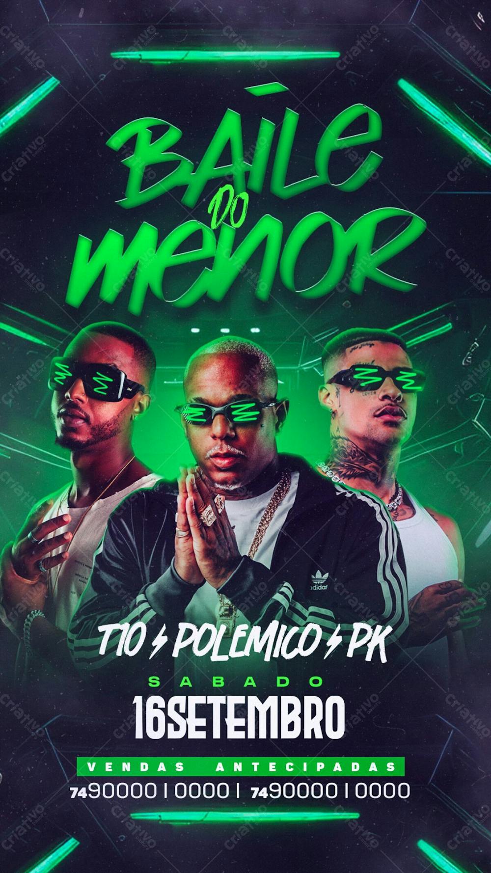Flyer Baile Do Menor Stories Psd Editável 