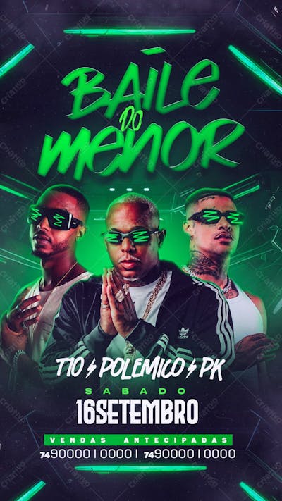 Flyer Baile Do Menor Stories Psd Editável 