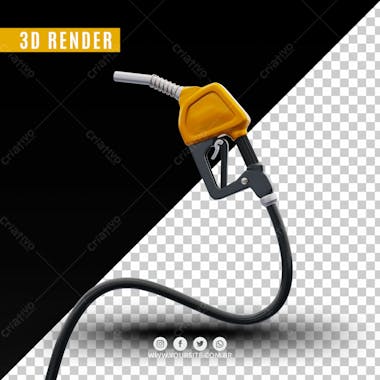 Elemento 3d bico de gasolina amarelo para composicao psd