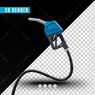 Elemento 3d bico de gasolina azul para composicao psd