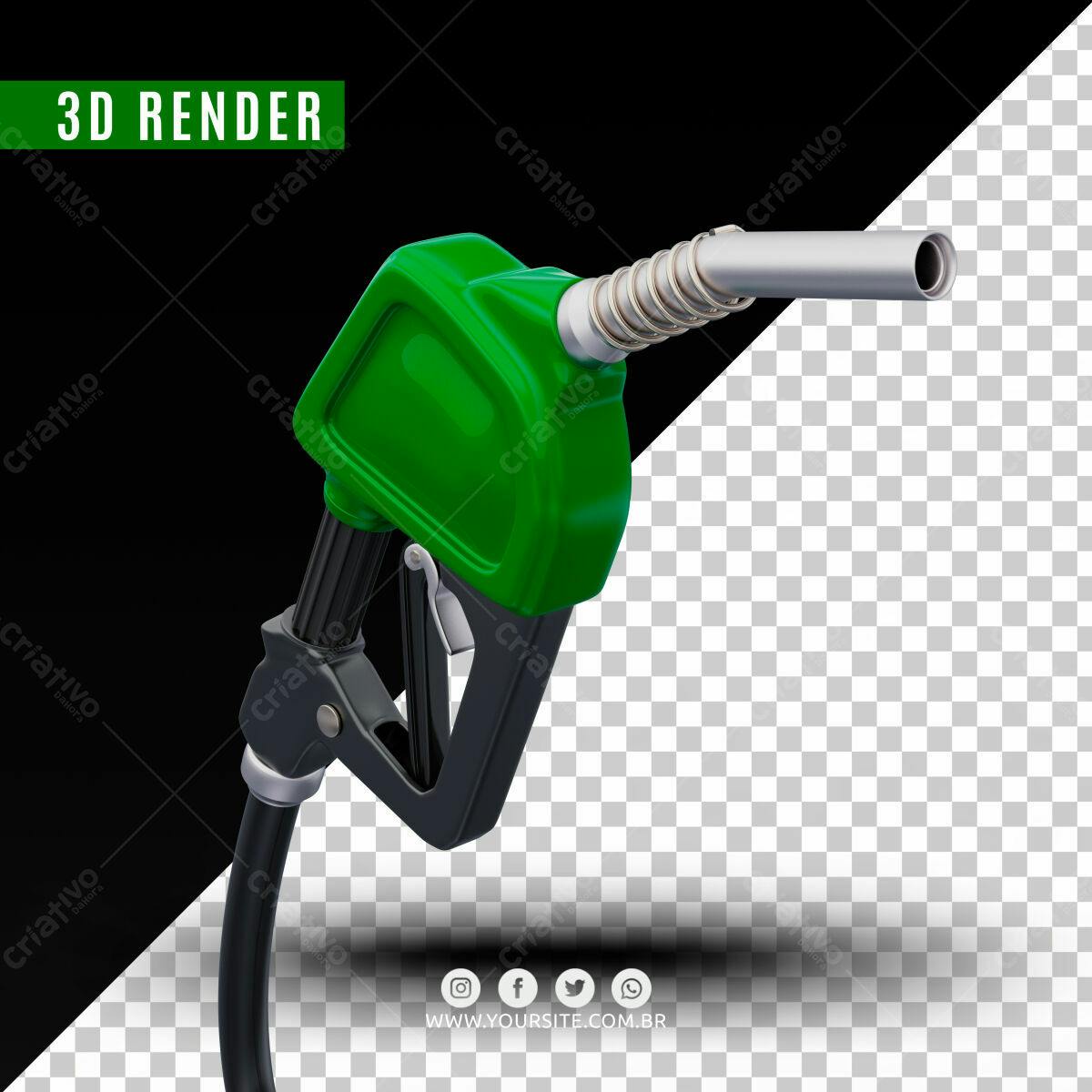 PSD Bomba de Combustível 3D Render PSD Editável